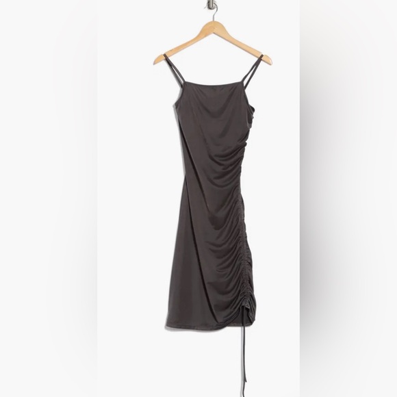 NWT Free People Talk About It Mini-To-Midi Slip Dress in Color: Dark Gull Grey - Picture 3 of 5